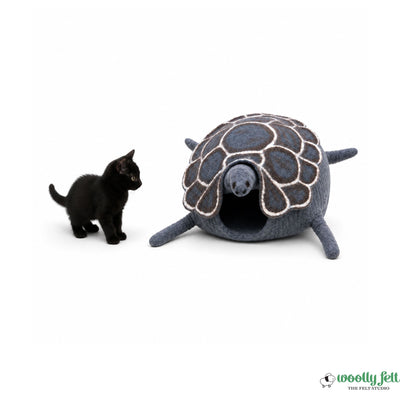 Turtle Felted Cat Cocoon | Wool Cat Cave Bed