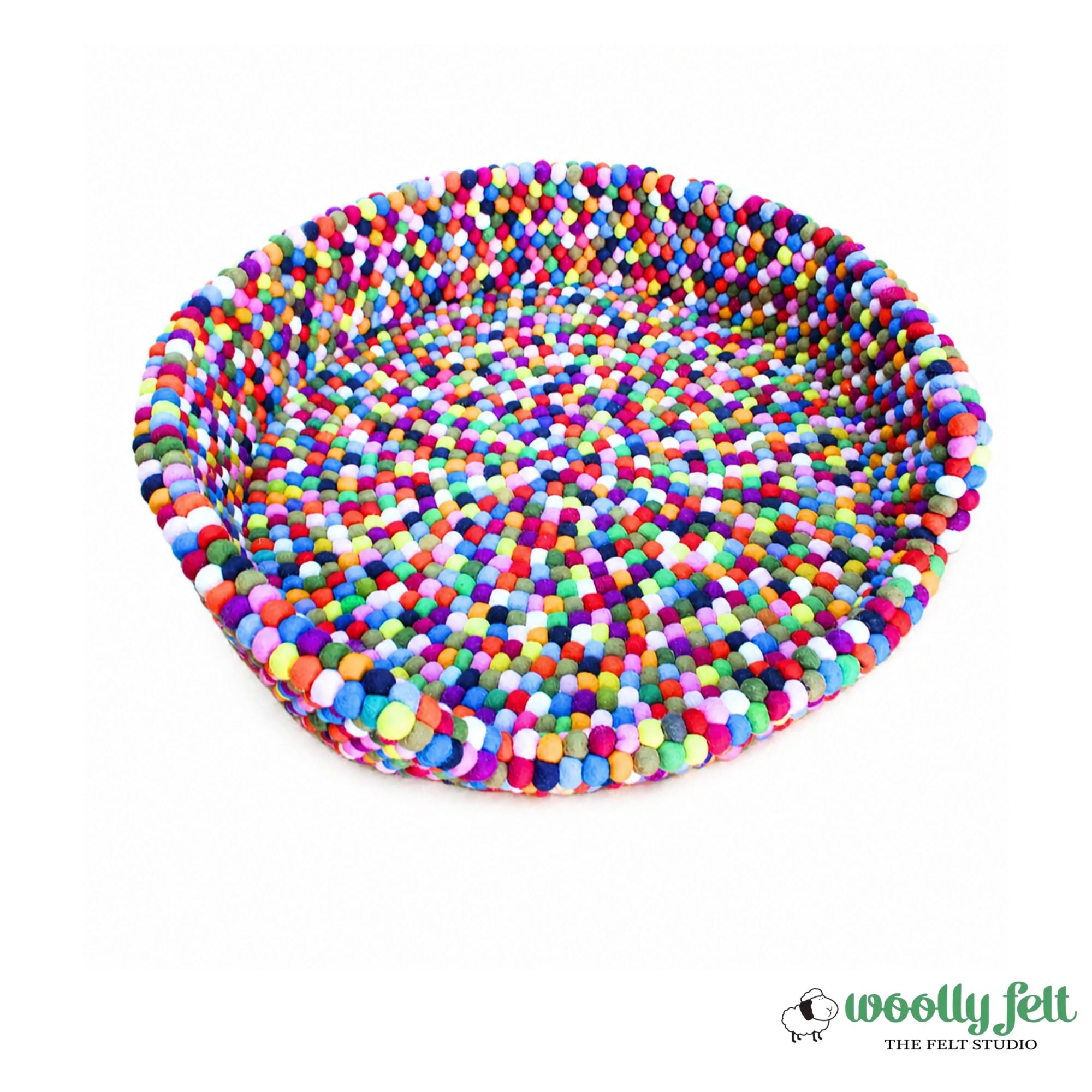 Large Felt Ball Dog Basket - Cozy Felt Dog Bed - Modern Pet Bed - Premium Multi-color  Couch - Warm Pet Furniture