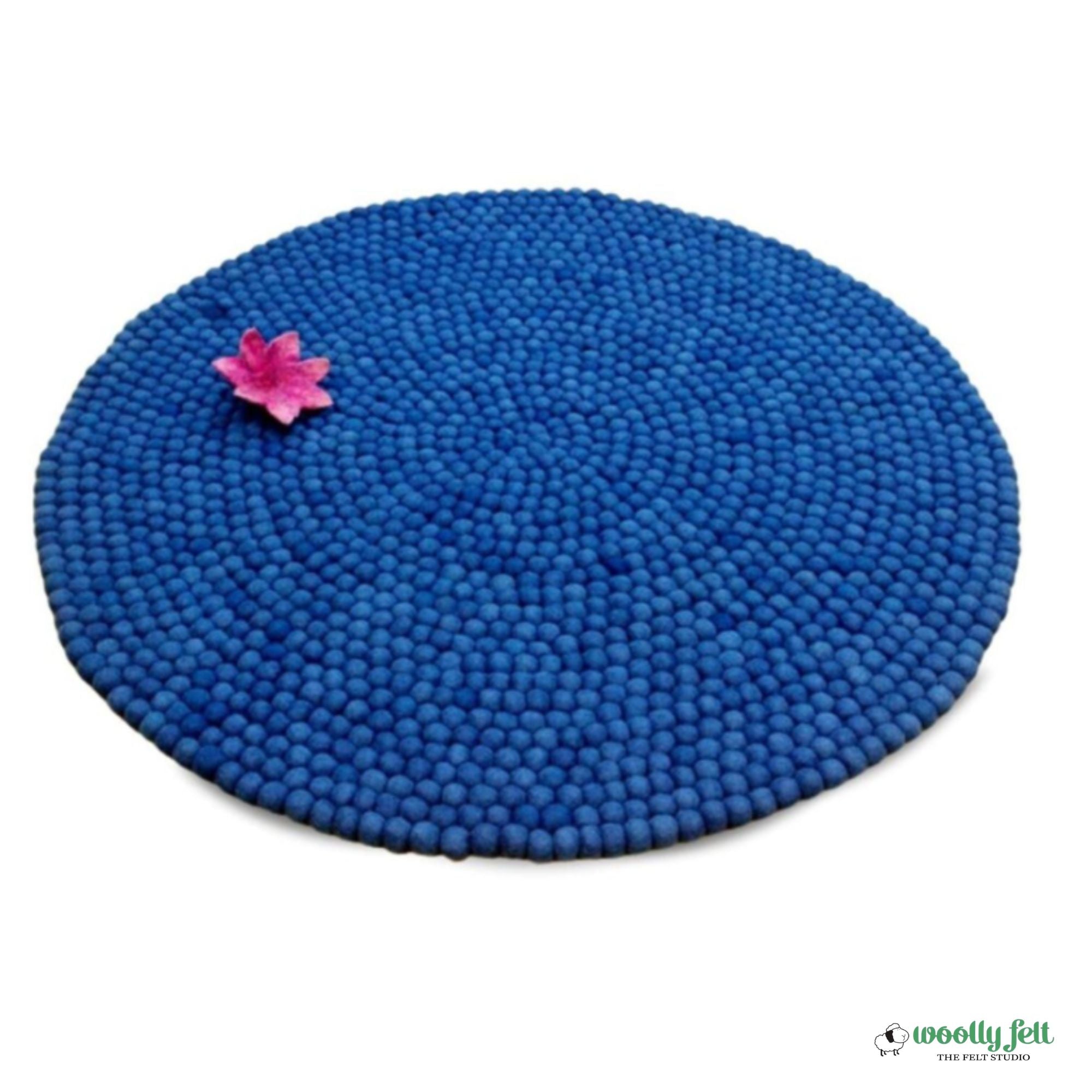 Handmade Navy Blue Wool Round Area Rug