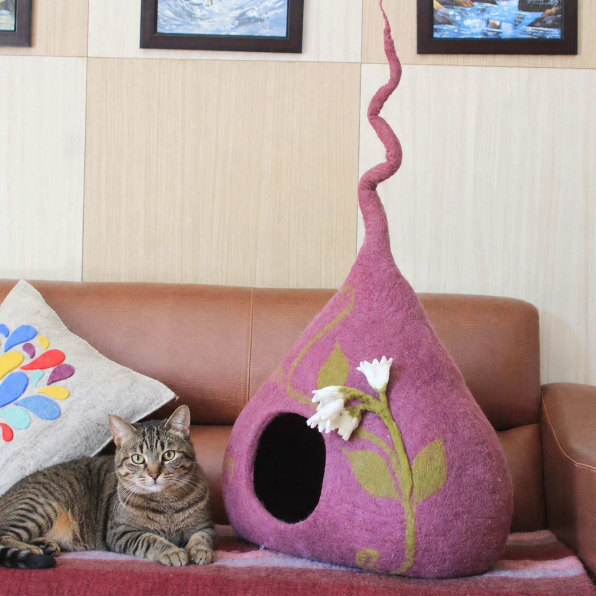 Whisker Nook Felt Cat Cave Handmade Pure Wool Cat Hideaway
