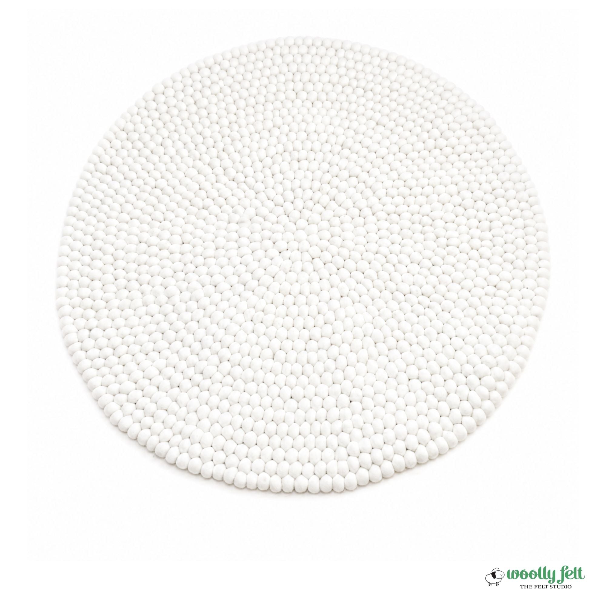 Handmade Off White Wool Round Area Rug