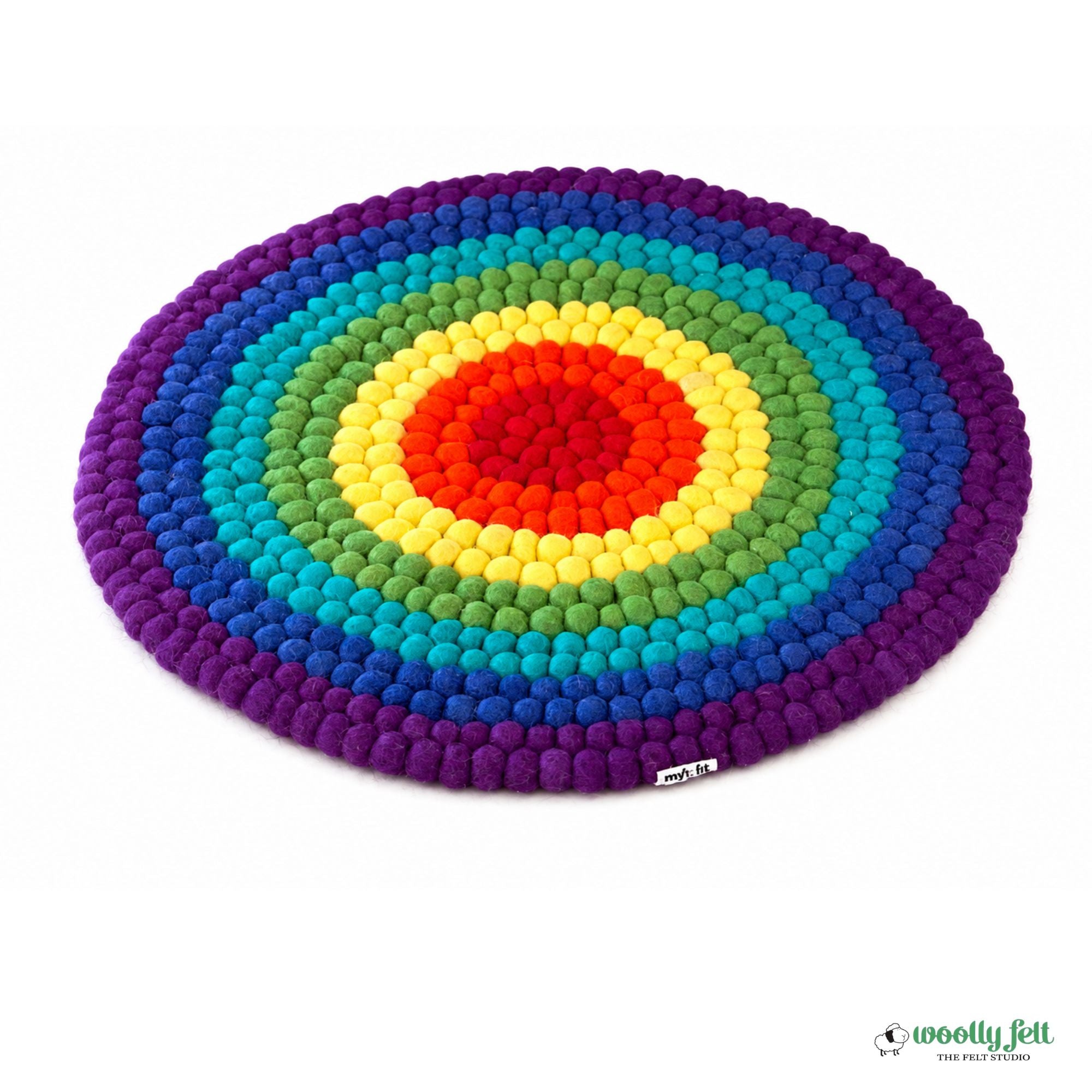 Handmade Seven Chakra Felt Ball Wool Round Area Rug