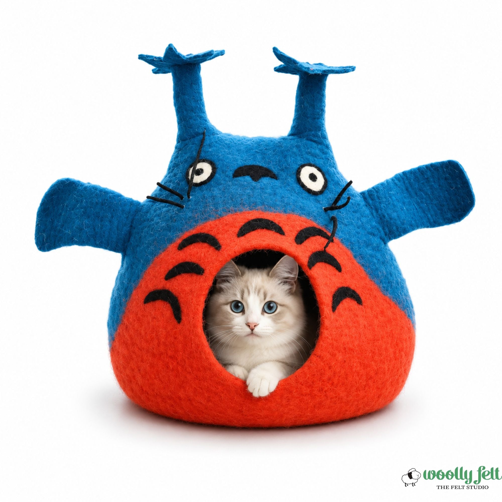 Totoro Designed Wool Cat Cave| Eco-friendly Felt Cat Bed for your Cats| Handmade with Love from Nepal| Safe and Comfortable