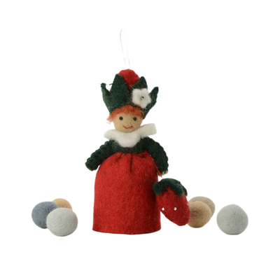 Ornement de Noël en feutrine avec fraise–Poupée décorative–Décoration de Noël