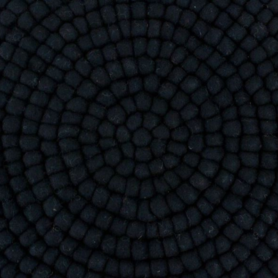 Tapis rond en laine unie noire fait main
