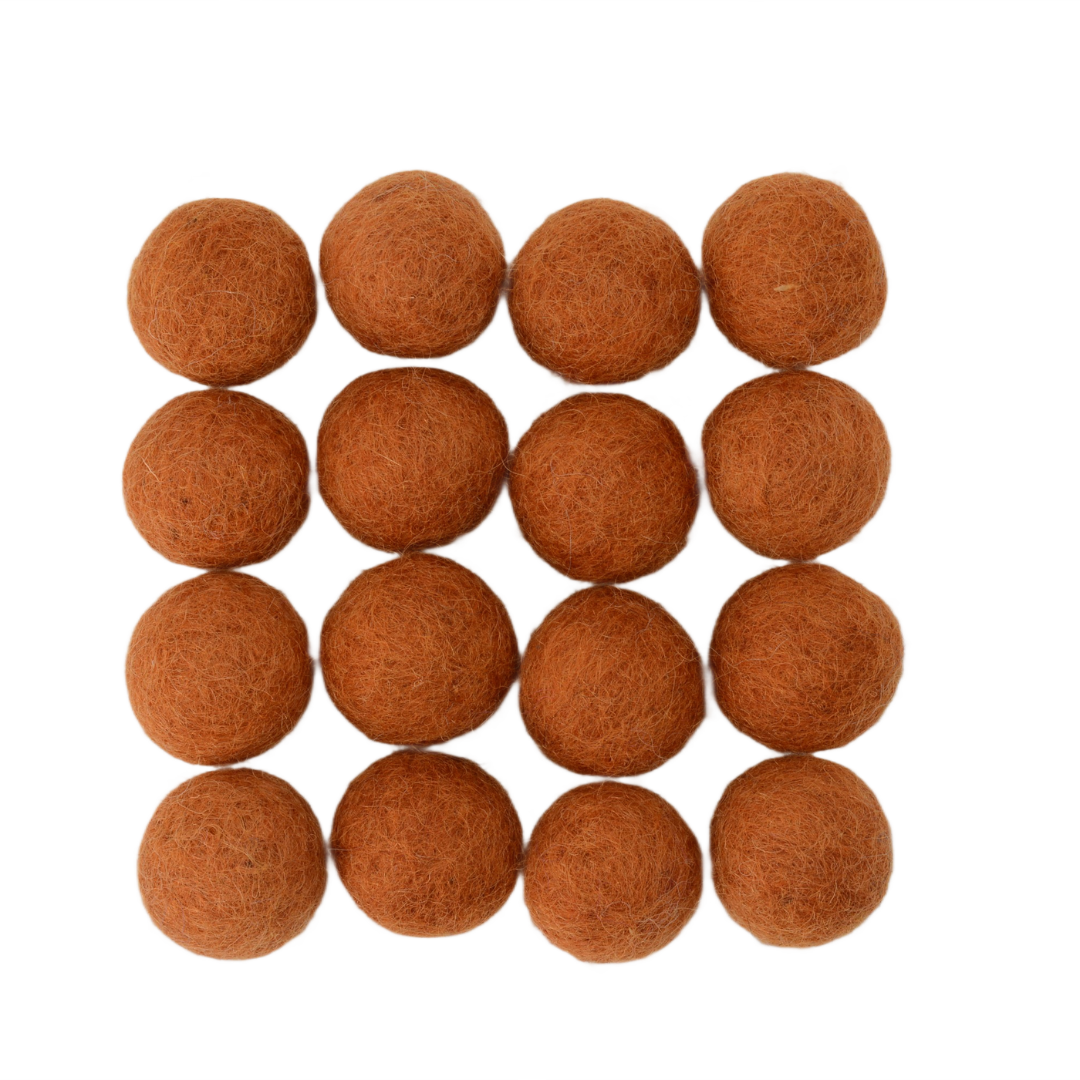 Handmade Rust Orange Wool Felt Balls Craft Pom Poms