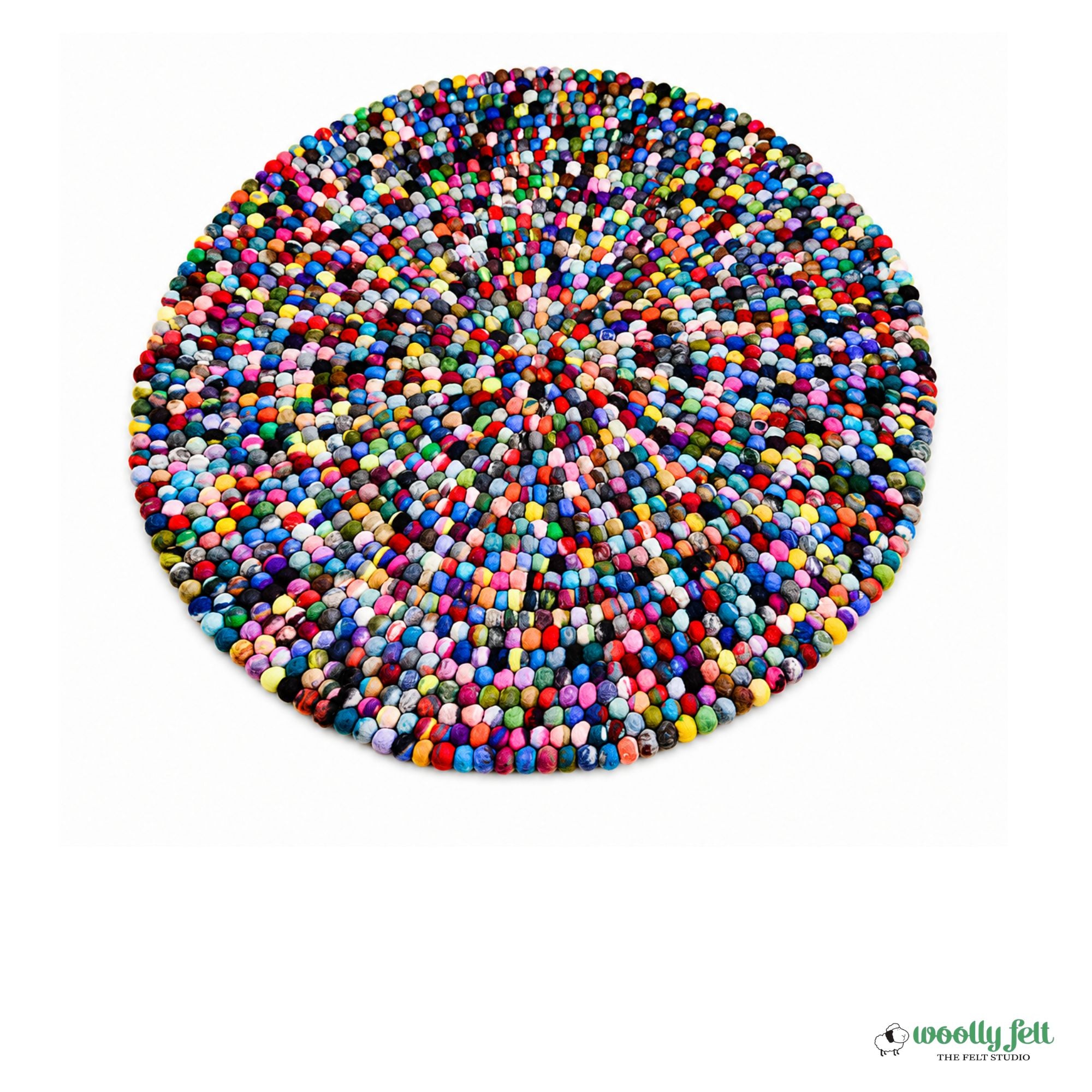 Handmade Multicolor Tie Dye Wool Round Area Rug