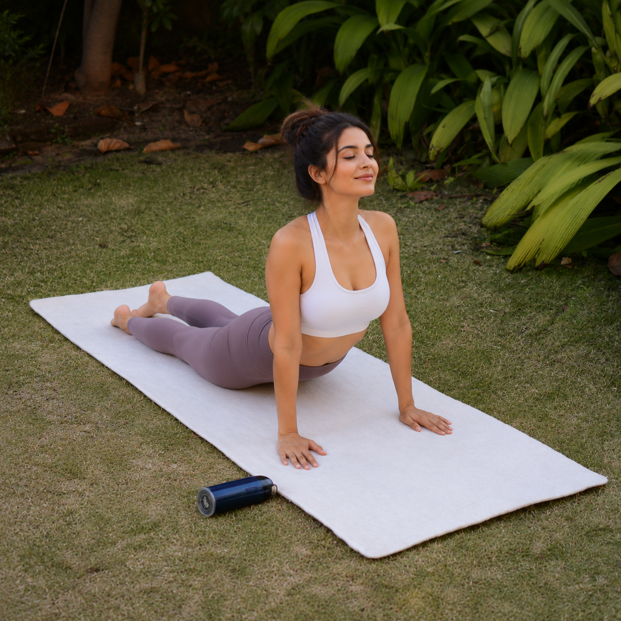 El Yapımı Beyaz Yün Keçe Yoga Matı Doğal Meditasyon Matı