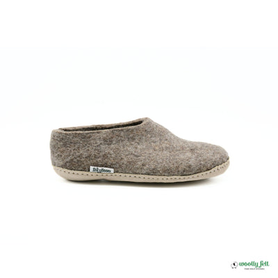 Marbled Brown Handmade Wool Felt Indoor Shoes with Leather Sole