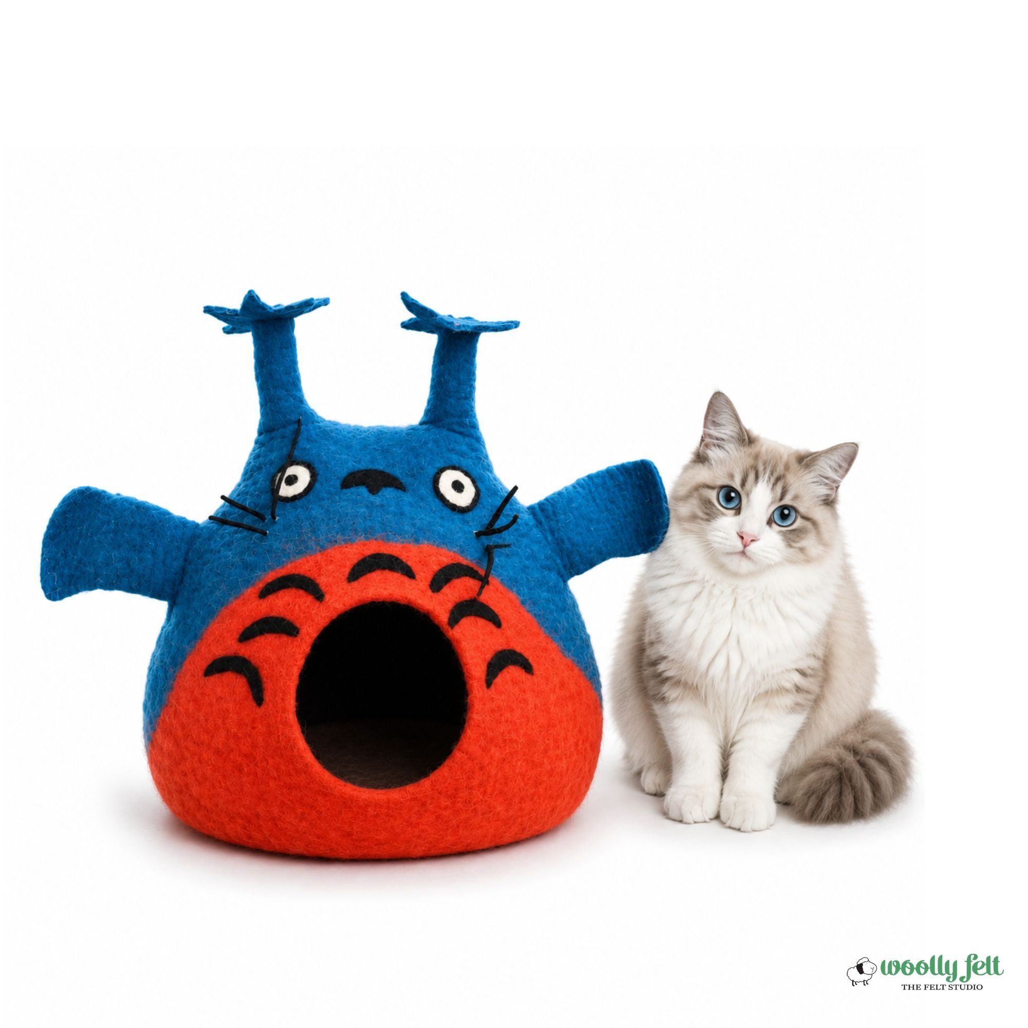 Totoro Designed Wool Cat Cave| Eco-friendly Felt Cat Bed for your Cats| Handmade with Love from Nepal| Safe and Comfortable