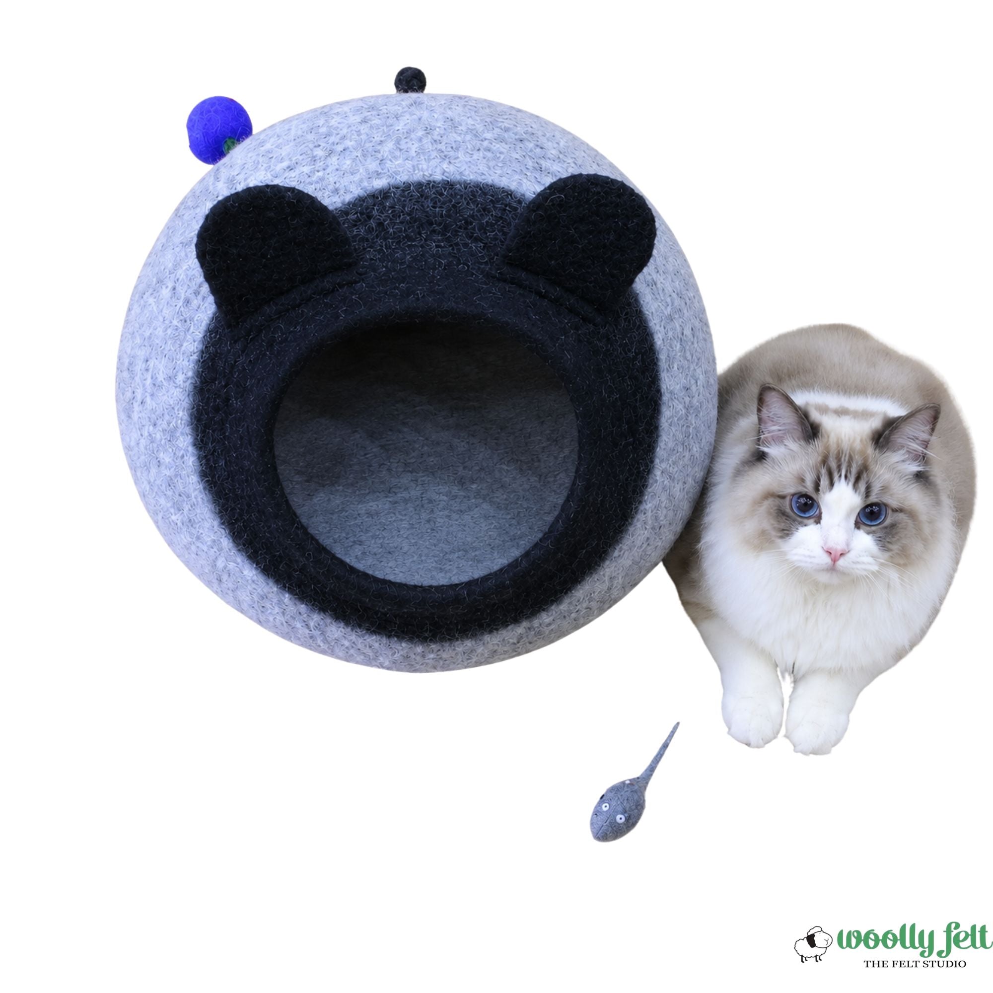 Wool Felt  Cat  Bed - Wool Kitty House - Dome Cave Bed - Pet Friendly Cave - Felt Cat Pod