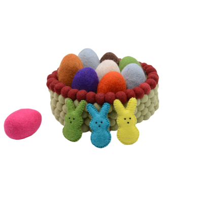 Wool Felt Easter Bunny & Egg Set – Colorful Easter Bunny Decor