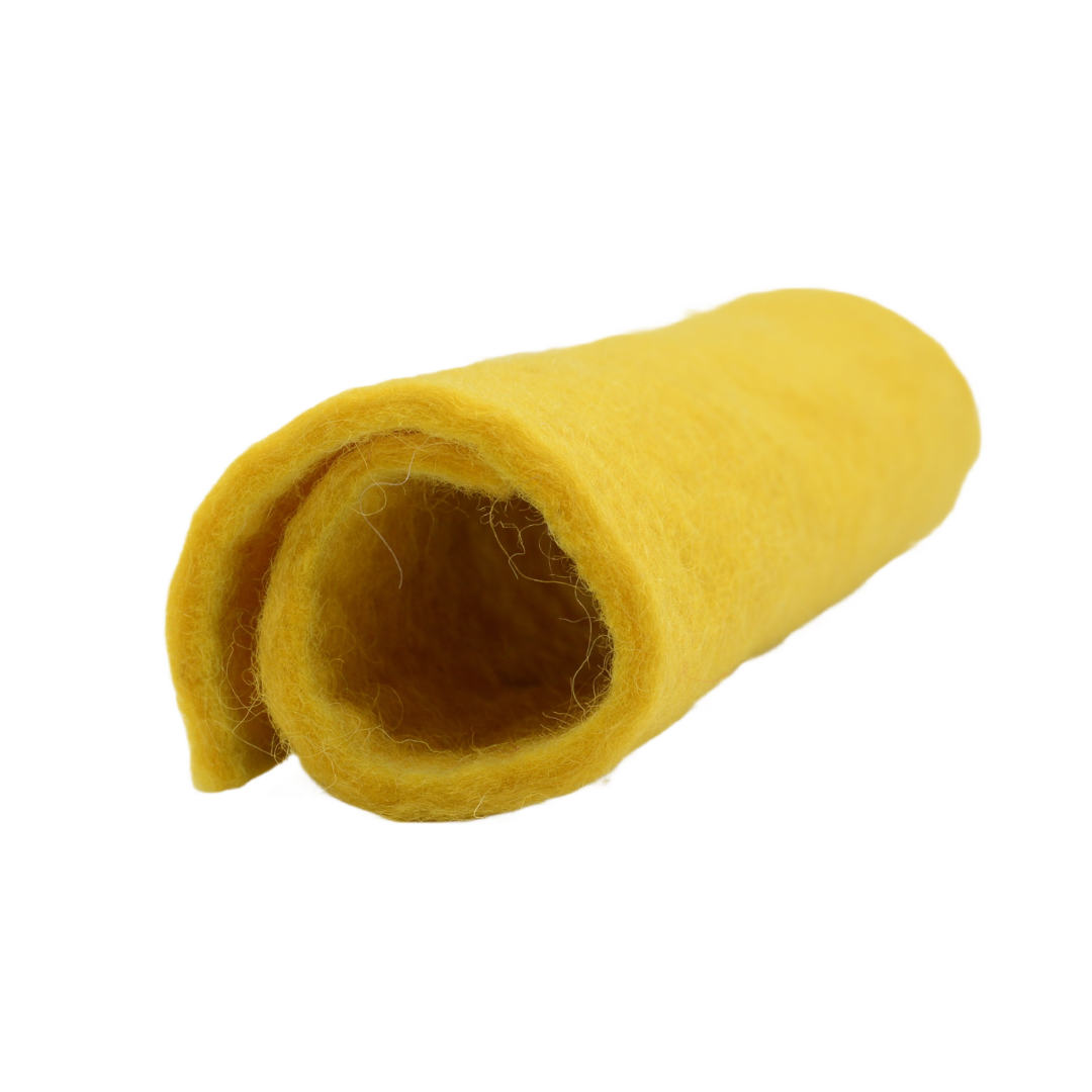 Handgefertigtes gelbes Wollfilzblatt, Bastelfilzstoff