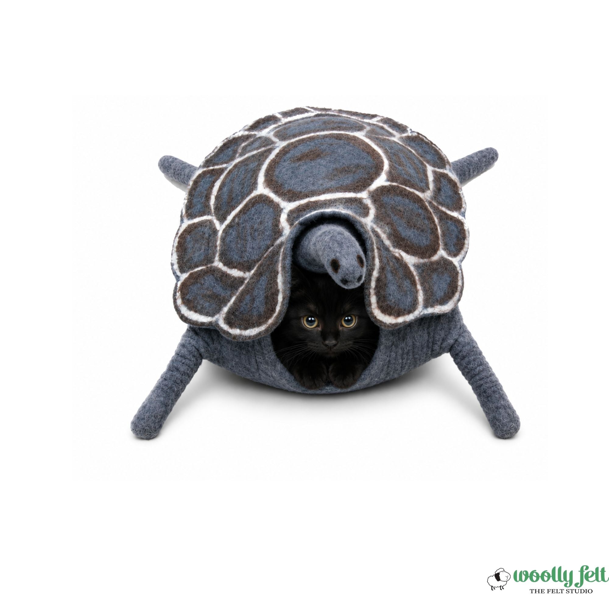 Turtle Felted Cat Cocoon | Wool Cat Cave Bed