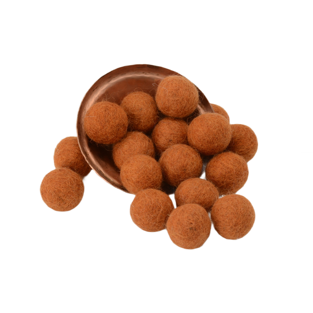 Handmade Rust Orange Wool Felt Balls Craft Pom Poms
