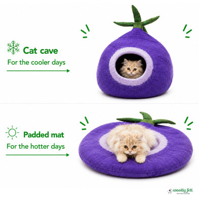Grotte de chat en feutre Radish Design Lit pour chat en laine fait main