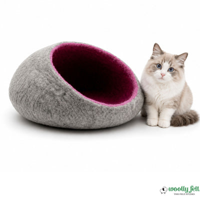 Grotte pour chat feutrée à large ouverture
