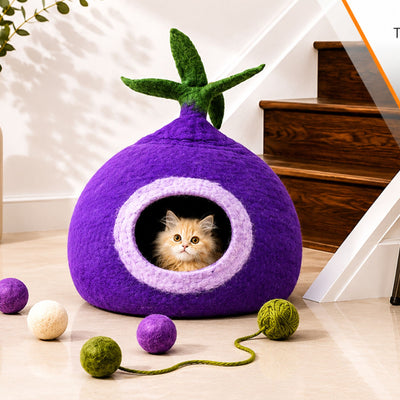 Grotte de chat en feutre Radish Design Lit pour chat en laine fait main