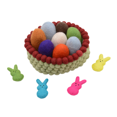 Wool Felt Easter Bunny & Egg Set – Colorful Easter Bunny Decor