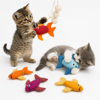 Felt Fish Cat Teaser Toy