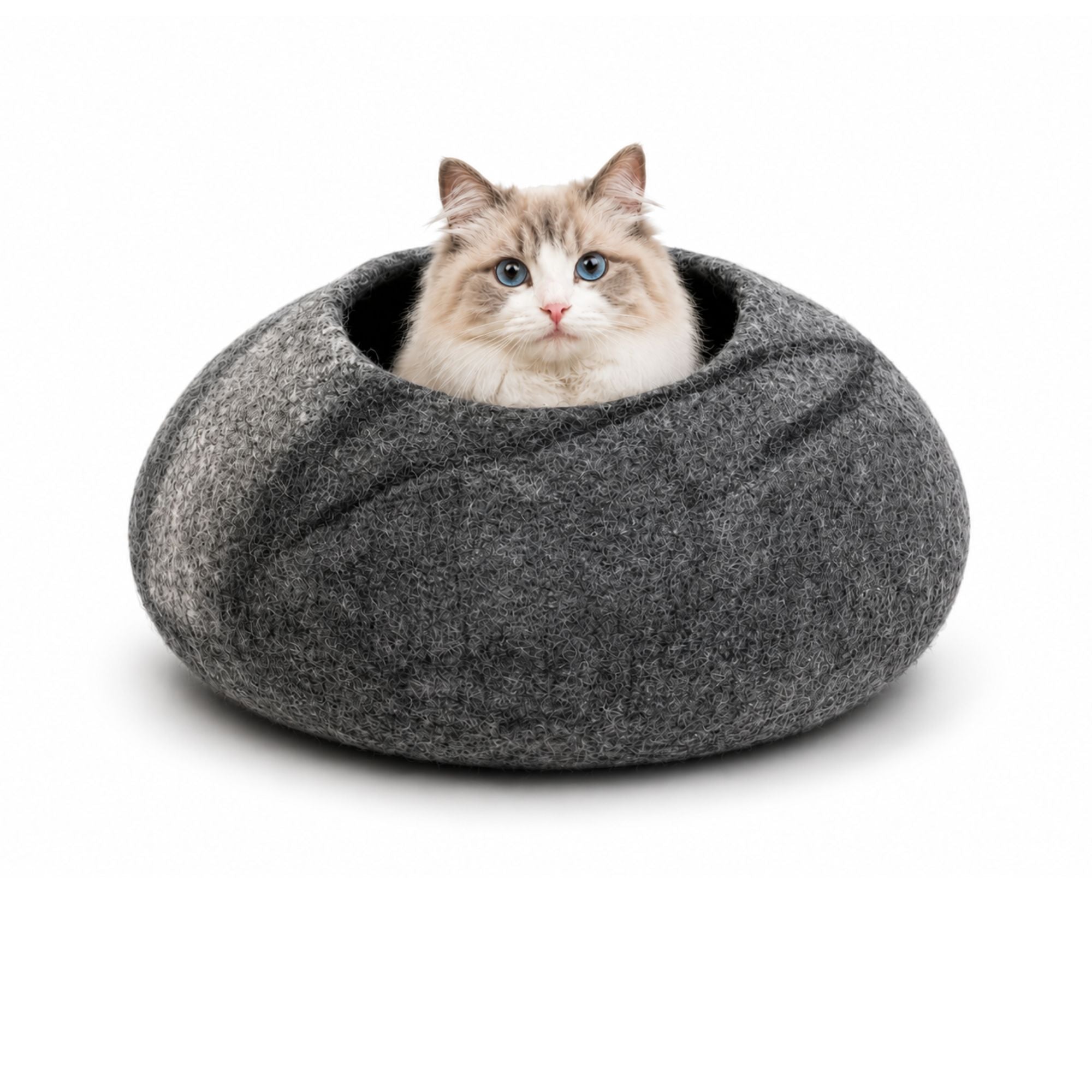 Tri Color Felt Cat Cave Handmade Wool Cat House