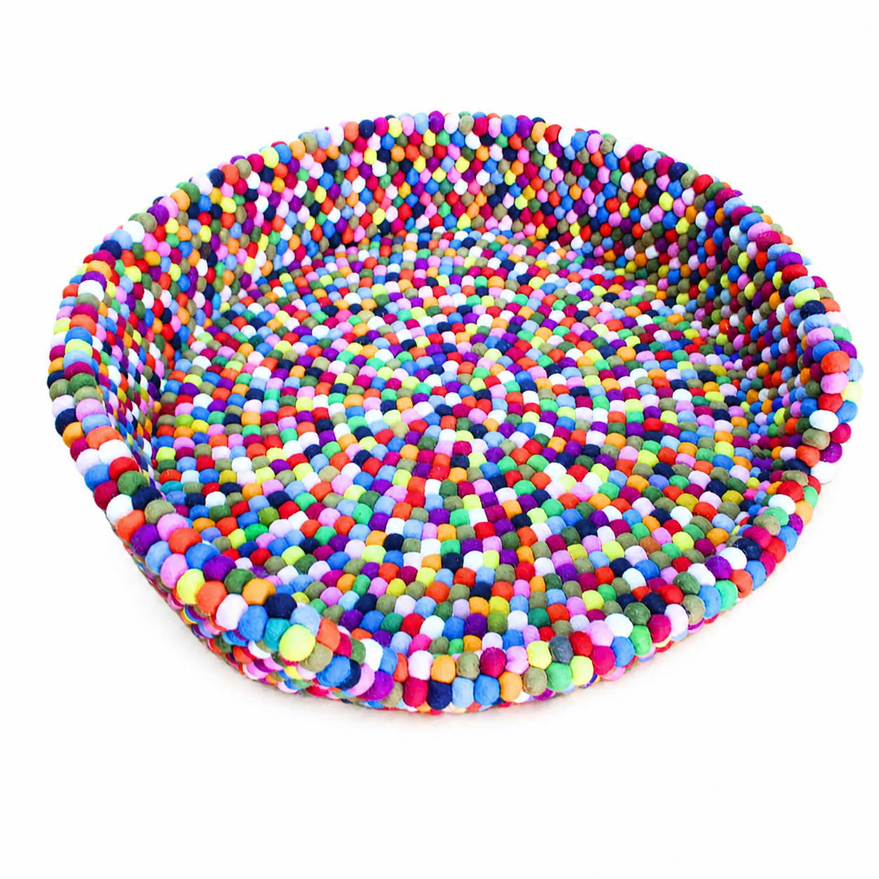 Large Felt Ball Dog Basket - Cozy Felt Dog Bed - Modern Pet Bed - Premium Multi-color  Couch - Warm Pet Furniture