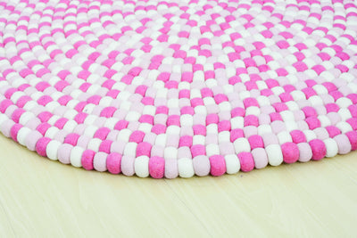 Handgefertigter runder Filzteppich in Rosa
