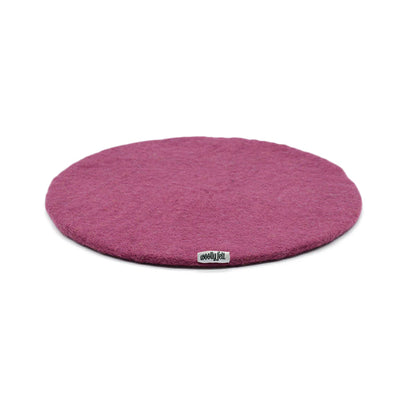 Coussin de chaise en feutre violet uni fait main, fin, en laine