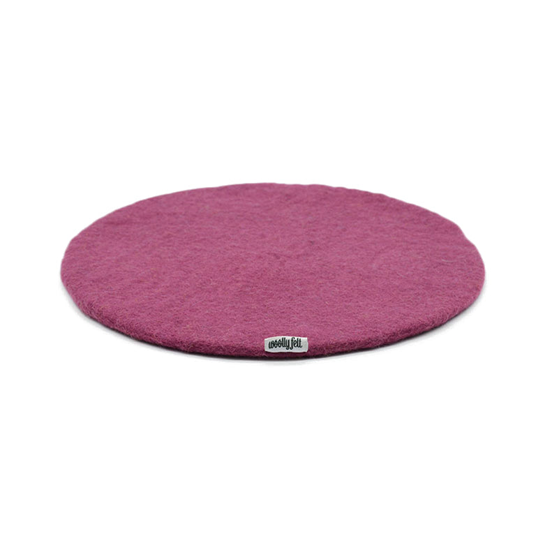 Coussin de chaise en feutre violet uni fait main, fin, en laine