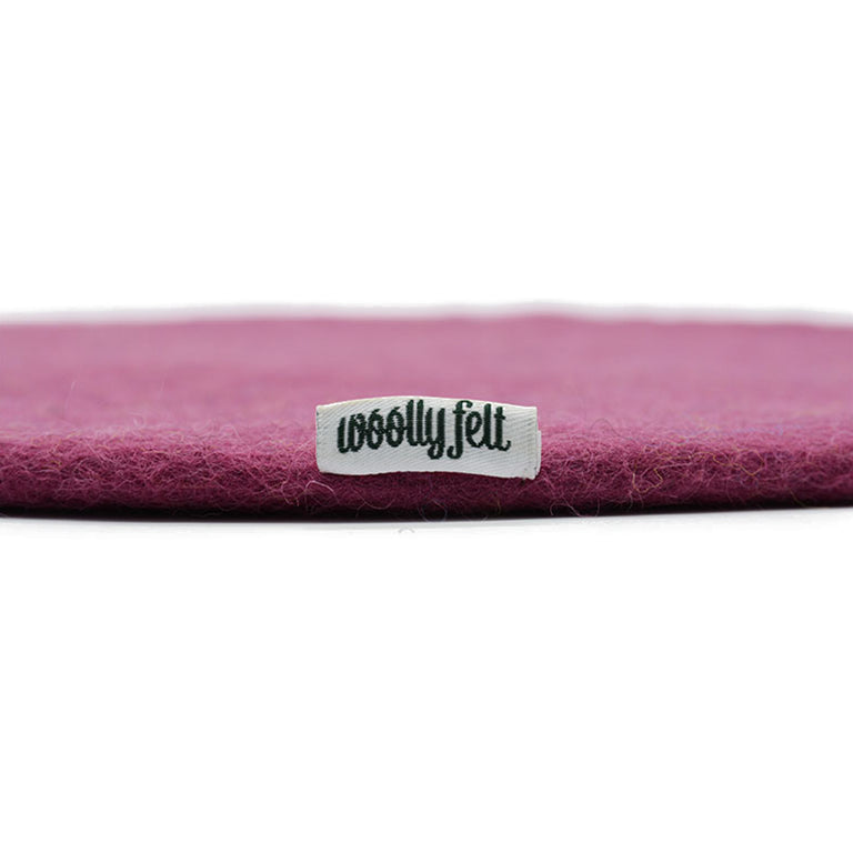 Coussin de chaise en feutre violet uni fait main, fin, en laine