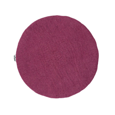 Coussin de chaise en feutre violet uni fait main, fin, en laine