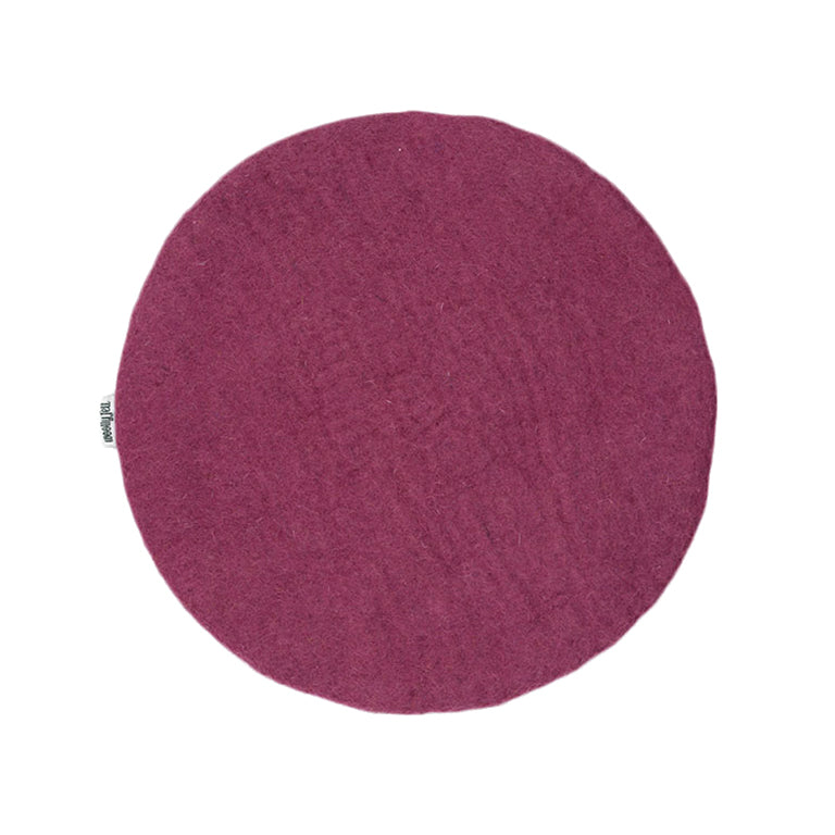 Coussin de chaise en feutre violet uni fait main, fin, en laine