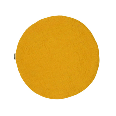 Coussin de chaise plat en feutre uni jaune fait main, fin en laine