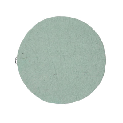 Coussin de chaise plat uni bleu menthe fait main en feutre fin de laine