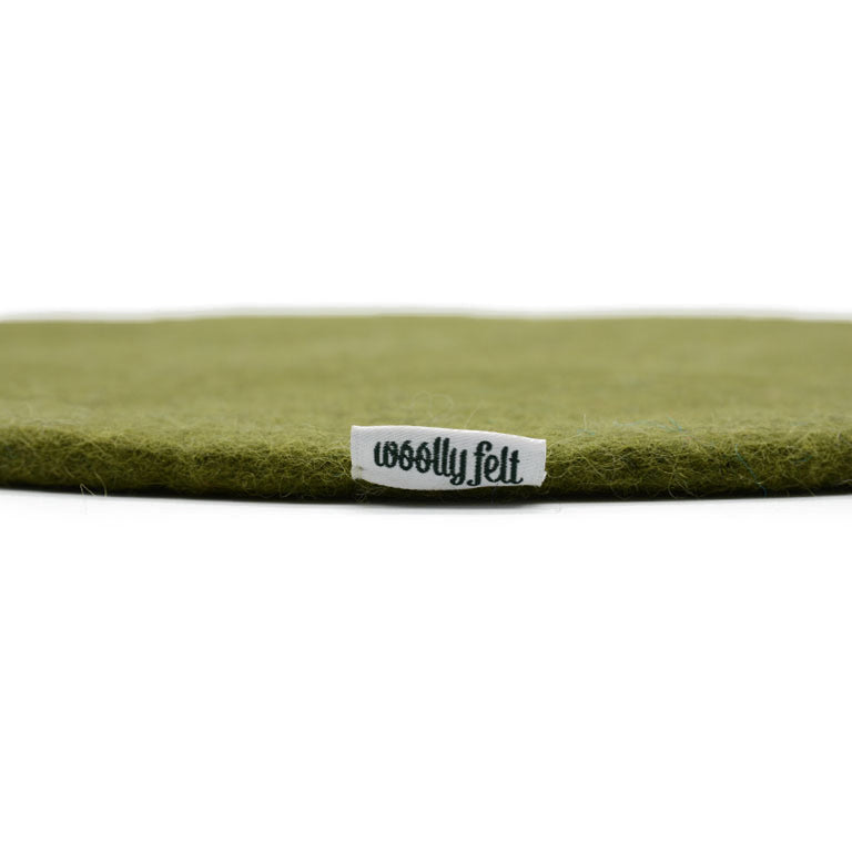 Coussin de chaise en feutre plat vert kaki, fait main, fin, en laine