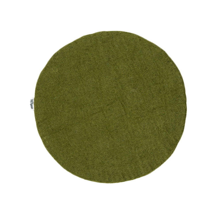 Coussin de chaise en feutre plat vert kaki, fait main, fin, en laine