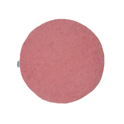 Coussin de chaise plat uni rose fait main en feutre de laine fine
