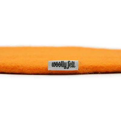 Galette de chaise en feutre plat orange unie faite à la main, coussin d'assise fin en laine