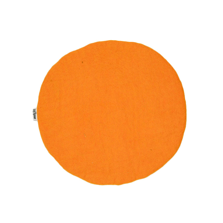Galette de chaise en feutre plat orange unie faite à la main, coussin d'assise fin en laine