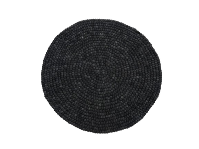 Handmade Charcoal Gray Felt Ball Wool Round Area Rug