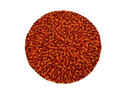 Tapis rond en laine feutrée, fait main, mélange rouge