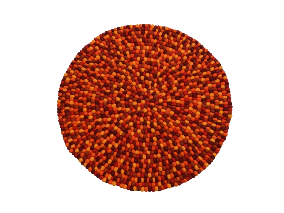 Tapis rond en laine feutrée, fait main, mélange rouge