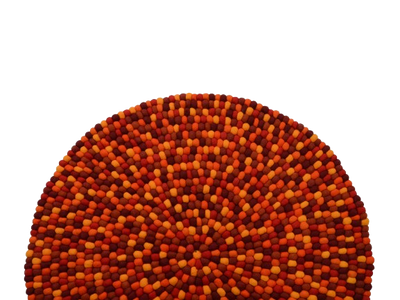 Tapis rond en laine feutrée, fait main, mélange rouge