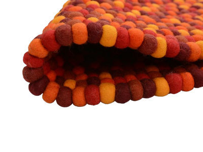 Tapis rond en laine feutrée, fait main, mélange rouge