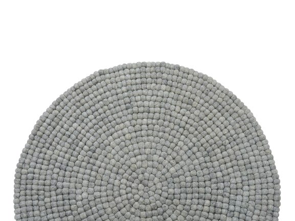 Tapis rond en laine feutrée gris, fait main