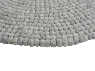 Tapis rond en laine feutrée gris, fait main