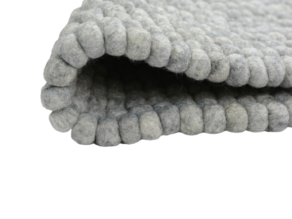 Tapis rond en laine feutrée gris, fait main