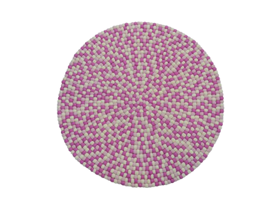 Handgefertigter runder Filzteppich in Rosa