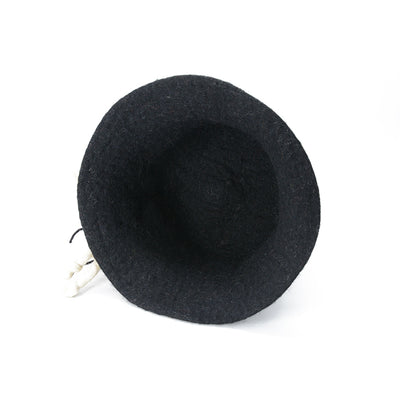 Cappello in feltro di lana nero con stampa floreale
