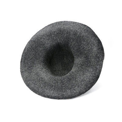 Gray Wide Brim Wool Felt Hat with Black Bandana Accent